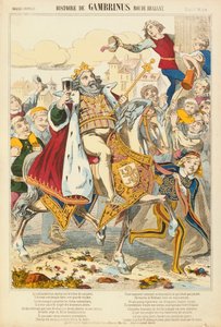 Gambriunus ، ملك فلاندرز الأسطوري ، ورقة عريضة نشرها Verlag Haguenthal ، Pont-a-Mousson ، 1860 بواسطة المدرسة الفرنسية
