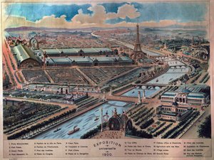 General view of the Paris Universal Exhibition. Engraving of 1900. Musee Carnavalet. بواسطة المدرسة الفرنسية