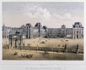 General view of the new Louvre: Arc du Carrousel - Engraving of the 19th century. بواسطة المدرسة الفرنسية