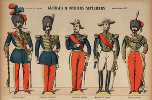 Generals and senior officers in the French Army (coloured engraving) بواسطة المدرسة الفرنسية