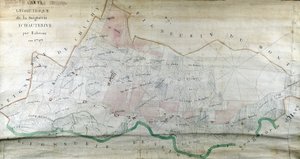 خريطة هندسية لجزيرة Hauterive بواسطة Labrune في عام 1787. بواسطة المدرسة الفرنسية