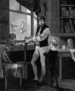 جورج ستيفنسون ، مهندس بريطاني (1781-1848) مع ابنه. بواسطة المدرسة الفرنسية