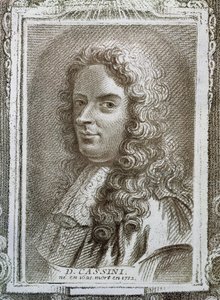جيوفاني دومينيكو كاسيني (1625-1712) ، رسم توضيحي من Histoire des Mathematiciens بواسطة ألكسندر سافيرين (1720-1805) ، نشر في باريس 1766 بواسطة المدرسة الفرنسية