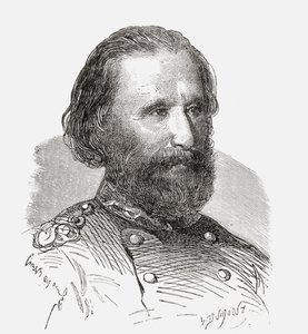 جوسيبي غاريبالدي ، من "Societes Secretes ، les Francs Macons" ، تم نشره عام 1887 (النقش) بواسطة المدرسة الفرنسية