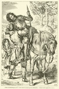 Goetz de Berlichingen, acte V, Goetz blesse et secouru par des Bohemiens (engraving) بواسطة المدرسة الفرنسية