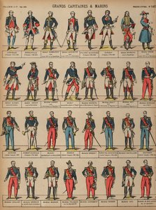Great French military commanders (coloured engraving) بواسطة المدرسة الفرنسية
