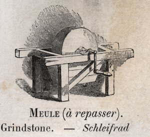 Grindstone في "" المفردات يوضح الكلمات الشائعة "" بواسطة Armand Le-Brun. 1890 بواسطة المدرسة الفرنسية