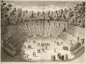 بستان سالي دو بال ، فرساي ، من Les Plans ، Profiles et Elevations des Ville et Chateau de Versailles ، محفورة بواسطة Lucas ، تم نشره في عام 1715 بواسطة المدرسة الفرنسية