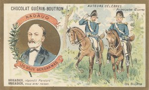 غوستاف نادو (1820-1893) ، كاتب أغاني وشاعر فرنسي ، مؤلف كتاب "Les deux Gendarmes" أو "Pandora" الساخر الذي يحظره النظام بواسطة المدرسة الفرنسية