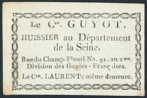 Guyot ، مأمور ، بطاقة تجارية بواسطة المدرسة الفرنسية