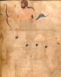هارلي 647 ، f.3v رسم توضيحي لكوكبة القوس ، من "هارلي أراتوس" لماركوس تيليوس شيشرون ، 1820-40 (ورق) بواسطة المدرسة الفرنسية