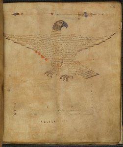Harley 647، f.7 رسم توضيحي لكوكبة "Aquila the eagle" ، من "Aratea ، مع مقتطفات من Hyginus