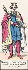 Henri 1, 38e roi de France, monte sur le trone en 1032, mort en 1060 (coloured engraving) بواسطة المدرسة الفرنسية