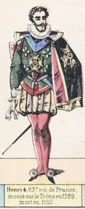 Henri 4, 63e roi de France, monte sur le Trone en 1589, mort en 1610 (coloured engraving) بواسطة المدرسة الفرنسية