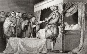 هنري الثالث (1551-89) يسمي Bearnais (1553-1610) خلفا له ، من `` Histoire de France &39;&39; بواسطة Colart ، تم نشره عام 1840 بواسطة المدرسة الفرنسية