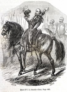 هنري الرابع (1553 - 1610) في معركة إيفري (14/03/1590) - في "" هيستوار دو فرانس "بقلم L.-P. Anquetil بواسطة المدرسة الفرنسية