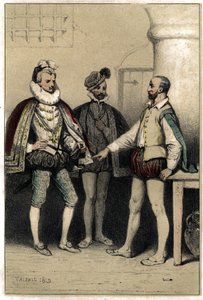 هنري الثالث (1551-1589) ، ملك فرنسا ، يزور برنارد باليسي ، خزف ، مسجون في الباستيل. في نقش "" Scenes de la vie d'hommes الشهير "" بلونين بواسطة Valerio. 1843. بواسطة المدرسة الفرنسية