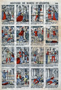 تاريخ روميو وجولييت بعد مسرحية وليام شكسبير (1564-1616). تصوير إبينال من نهاية القرن التاسع عشر. بواسطة المدرسة الفرنسية