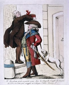 Honore Gabriel (Honore-Gabriel) Riqueti ، كونت Mirabeau (1749-1791) يرتدي قبعة الأرستقراطية من قبل الأب موري يستعد للمغادرة إلى آخن ، أواخر القرن الثامن عشر بواسطة المدرسة الفرنسية