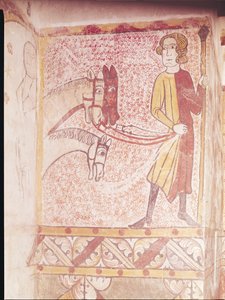 فارس يحمل زمام ثلاثة خيول ، من الجدار الشمالي ، ج 1265 بواسطة المدرسة الفرنسية