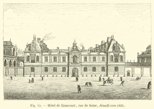 هدم فندق de Liancourt ، شارع de Seine ، حوالي عام 1825 بواسطة المدرسة الفرنسية