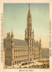 Hotel de Ville, Grand Place, Brussels (chromolitho) بواسطة المدرسة الفرنسية