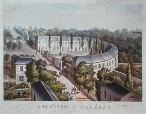مشروع الإسكان (مكتمل) في Quartier Orleans ، شارع Halle ، حوالي 1840-50 (لون ليثو) بواسطة المدرسة الفرنسية