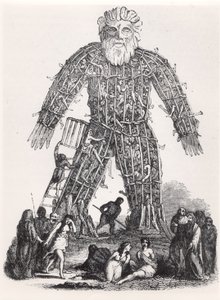 التضحية البشرية من قبل Gaulish Druids في رجل الخوص ، من Magasin Pittoresque ، 1833 بواسطة المدرسة الفرنسية