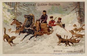 Hunting wolves, Russia (chromolitho) بواسطة المدرسة الفرنسية