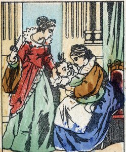 رسم توضيحي لـ "" Riquet a la houppe "، حكاية تشارلز بيرولت (1628-1703) ، الكاتب الفرنسي. نقش الخشب للتصوير Pellerin - إبينال ، sd. أواخر القرن التاسع عشر. بواسطة المدرسة الفرنسية