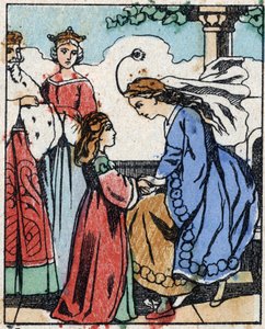 رسم توضيحي لـ "" Riquet a la houppe "، حكاية تشارلز بيرولت (1628-1703) ، الكاتب الفرنسي. نقش الخشب للتصوير Pellerin - إبينال ، sd. أواخر القرن التاسع عشر. بواسطة المدرسة الفرنسية