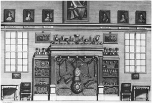 رسم توضيحي من Cabinet de la Bibliotheque Sainte-Genevieve بواسطة القس بيير كلود دو مولينت (1620-87) 1692 بواسطة المدرسة الفرنسية