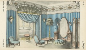 رسم توضيحي من كتالوج منتجات التصميم الداخلي من AR & Cie ، فرنسا بواسطة المدرسة الفرنسية