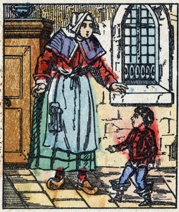 رسم توضيحي لحكاية "" Le petit poucet "" من تأليف تشارلز بيرولت. نقش الخشب للتصوير Pellerin - إبينال ، sd. أواخر القرن التاسع عشر. بواسطة المدرسة الفرنسية