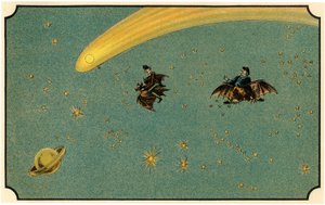 رسم توضيحي لكتاب "Voyage dans la lune avant 1900" من تأليف A. de Ville-d'Avray ، إصدار Ancienne Librairie Furne. (نقش) بواسطة المدرسة الفرنسية