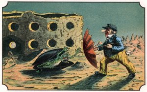 رسم توضيحي لكتاب "Voyage dans la lune avant 1900" من تأليف A. de Ville-d'Avray ، إصدار Ancienne Librairie Furne. (نقش) بواسطة المدرسة الفرنسية