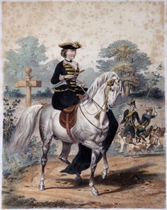 يوجينيا Imperatrice في ملابس الصيد. نقش مجهول ، sd. ضد 1860 بواسطة المدرسة الفرنسية
