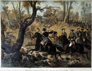 Imperatrice Eugenie et Napoleon III: مشهد الصيد في Compiegne بواسطة المدرسة الفرنسية
