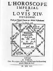 ابراج لويس الرابع عشر (1638-1715) بواسطة ميشيل نوستراداموس (1503-66) نشره فرانسوا هوارت في باريس 1652 بواسطة المدرسة الفرنسية