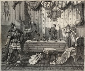 في 978 لوثير (941-986) ، دخل ملك الفرنجة (لوثير) قصر أوتو الثاني للإمبراطورية المقدسة (955-983) وزوجته ثيوفانو أو ثيوفانو أو ثيوفانيا سكليرينا (655-991) في آخن ، ولكن كانت العائلة الإمبراطورية قادرة على الاستيلاء. التوضيح ط بواسطة المدرسة الفرنسية