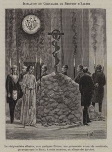 Initiation of a Knight of the Brazen Serpent (engraving) بواسطة المدرسة الفرنسية