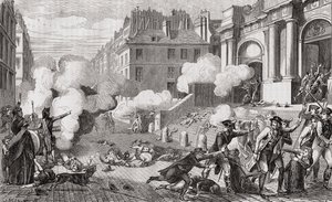 تمرد يوم 13 Vendemiaire ، السنة الرابعة ، 5 أكتوبر 1795 ، من "Histoire de la Revolution Française" بقلم لويس بلانك (1811-1882) بواسطة المدرسة الفرنسية
