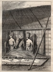 الجزء الداخلي من Morai d'Otooi (O-Too): قبر ملكي في تاهيتي - رسم توضيحي مأخوذ من "البحارة العظماء في القرن الثامن عشر" بواسطة المدرسة الفرنسية