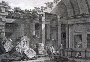 داخل معبد ديانا ، نيم ، من Antiquités de la France: Vol I ، Monuments de Nimes بواسطة المدرسة الفرنسية