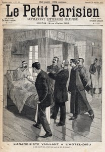 استجواب الأناركي أوغست فيلانت (1861-1894) في فندق ديو الذي اعترف بالهجوم الذي ارتكبه في 9 ديسمبر بواسطة المدرسة الفرنسية