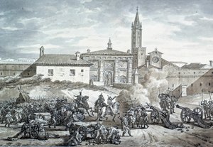 Italian countryside: the occupation of Verona by the French army of Napoleon Bonaparte (1789-1821). Anonymous drawing around 1797. Paris, Louvre Museum بواسطة المدرسة الفرنسية