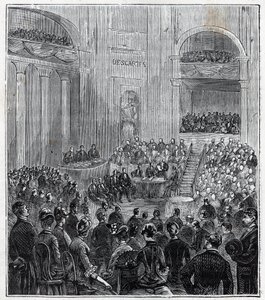 جاك بابنيت (1794 - 1872) ، عالم فيزياء وفلك فرنسي في الاجتماع الرسمي للأكاديميات الخمس في عام 1840 - نقش في "العلوم التي وصلت إلى متناول الجميع - الفيزياء والكيمياء" بقلم أليكسيس كليرك - نهاية القرن التاسع عشر. مجموعة خاصة. بواسطة المدرسة الفرنسية