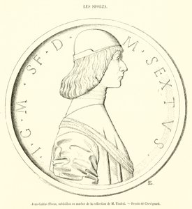 Jean-Galeas Sforza, medaillou en marbre de la collection de M Timbal (engraving) بواسطة المدرسة الفرنسية