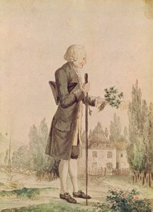جان جاك روسو (1712-1778) يجمع الأعشاب في إرمينونفيل بواسطة المدرسة الفرنسية