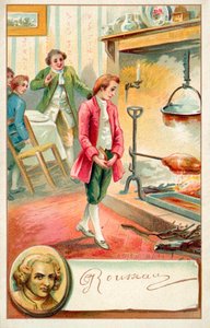 Jean Jacques Rousseau, Swiss philosopher (chromolitho) بواسطة المدرسة الفرنسية